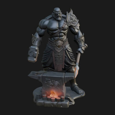 Hephaestus at the Forge Statue Design 10 3D Print Model