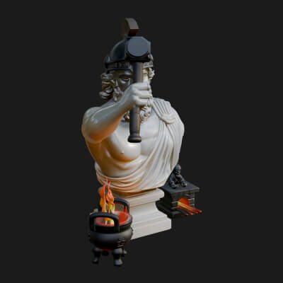 Hephaestus at the Forge Statue Design 5 3D Print Model
