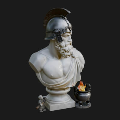 Hephaestus Forge Bust Statue Design 2 3D Print Model