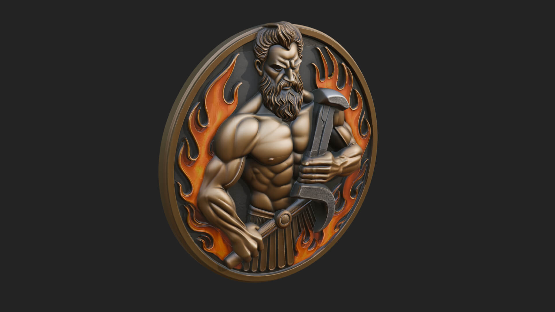 Hephaestus Forge Disc Plaque Design 1 3D Print Model 3D Model