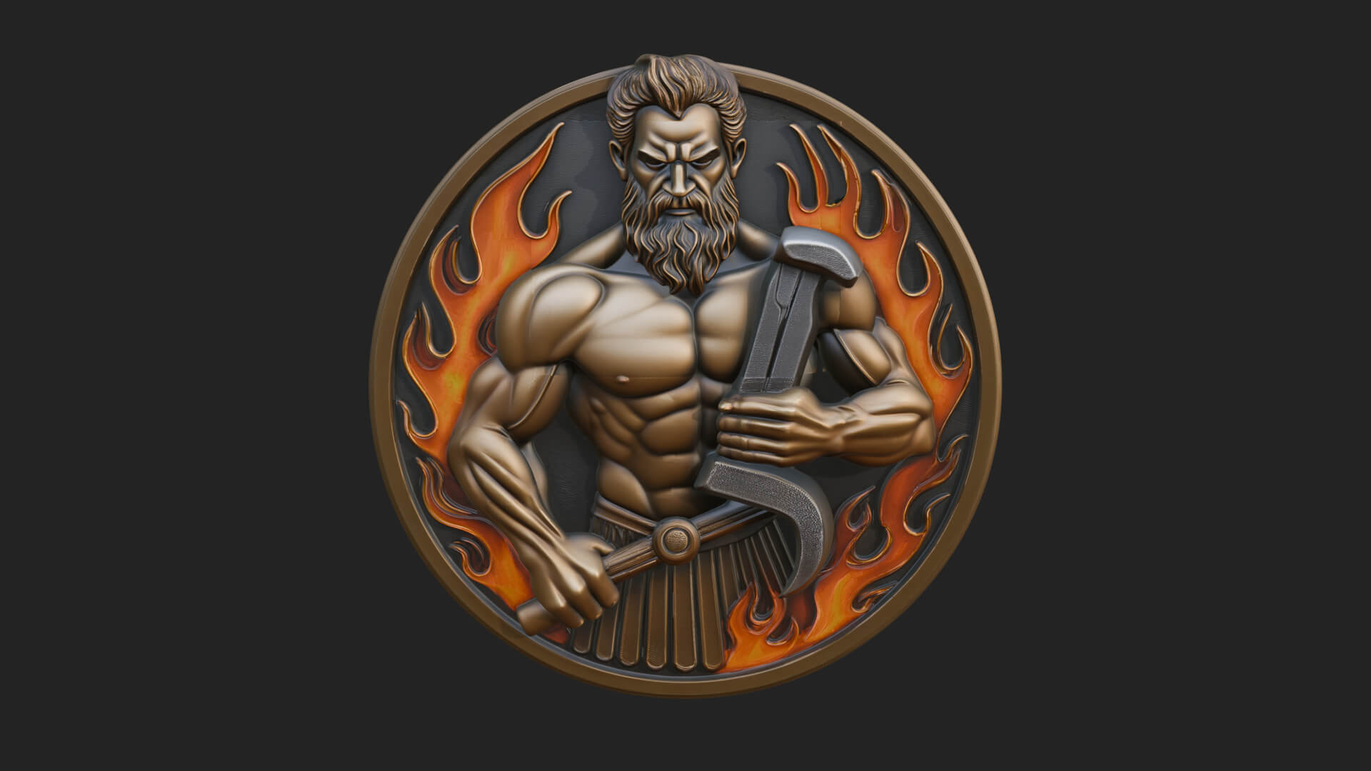 Hephaestus Forge Disc Plaque Design 1 3D Print Model 3D Model