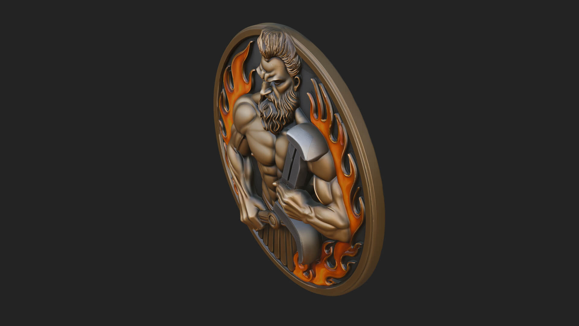 Hephaestus Forge Disc Plaque Design 1 3D Print Model 3D Model
