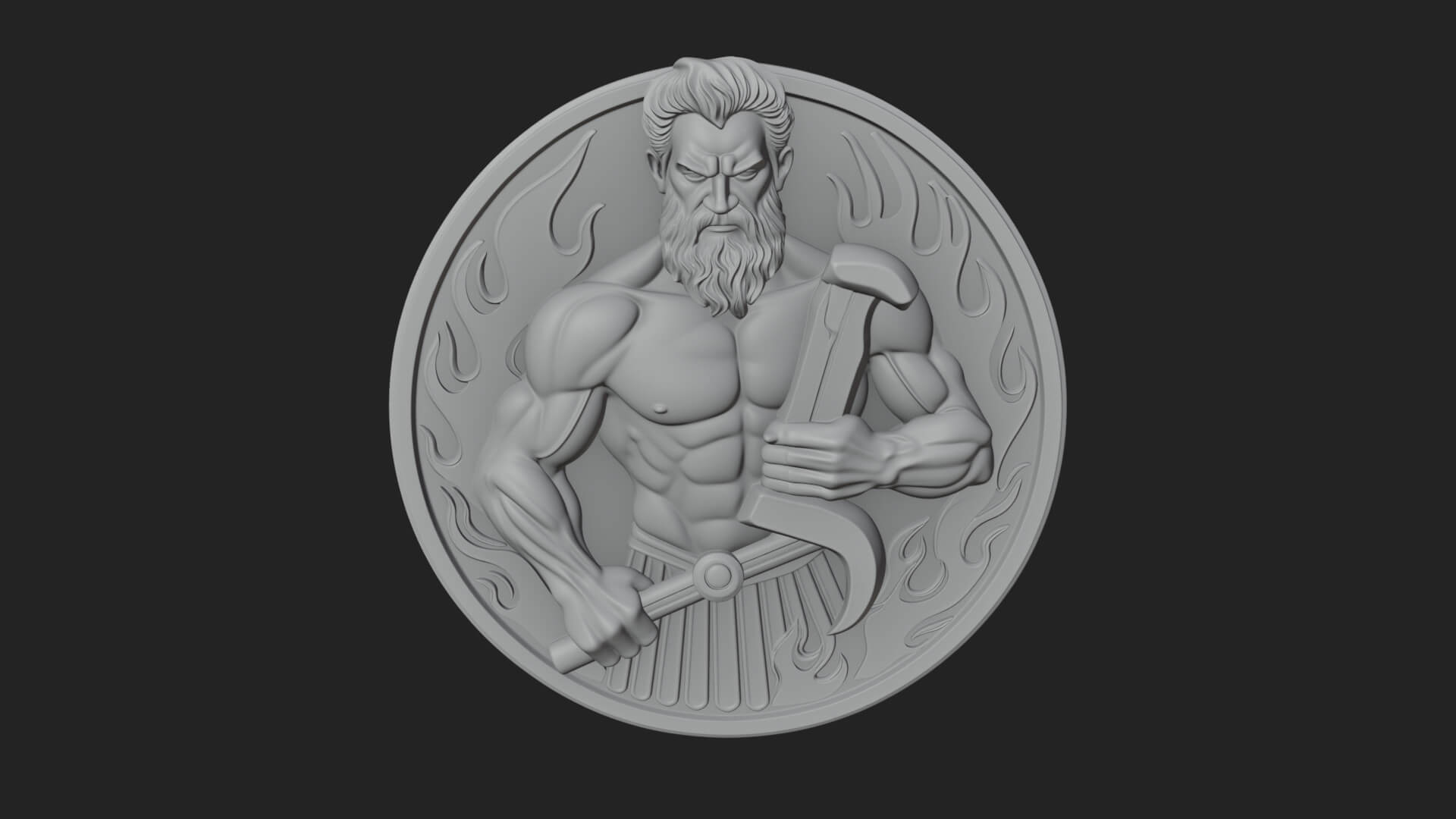 Hephaestus Forge Disc Plaque Design 1 3D Print Model 3D Model