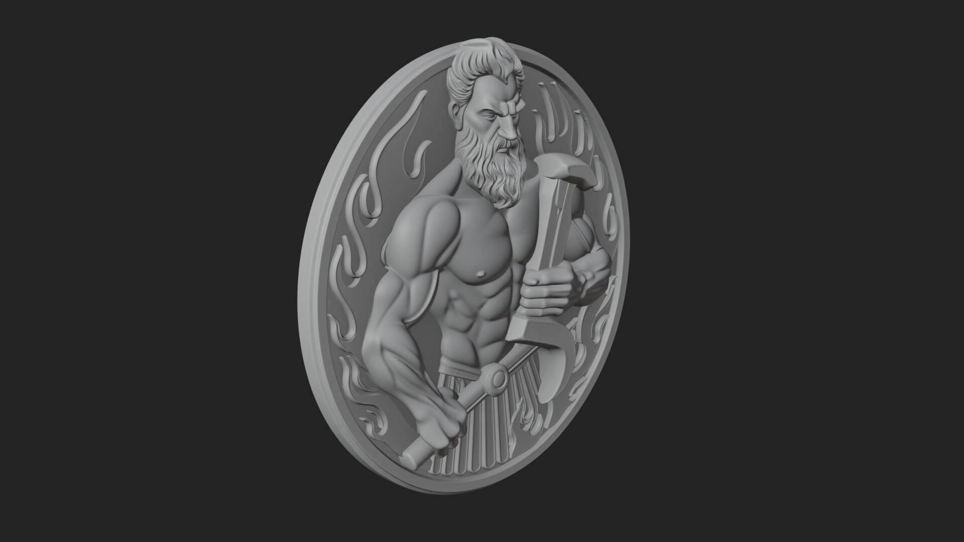 Hephaestus Forge Disc Plaque Design 1 3D Print Model 3D Model