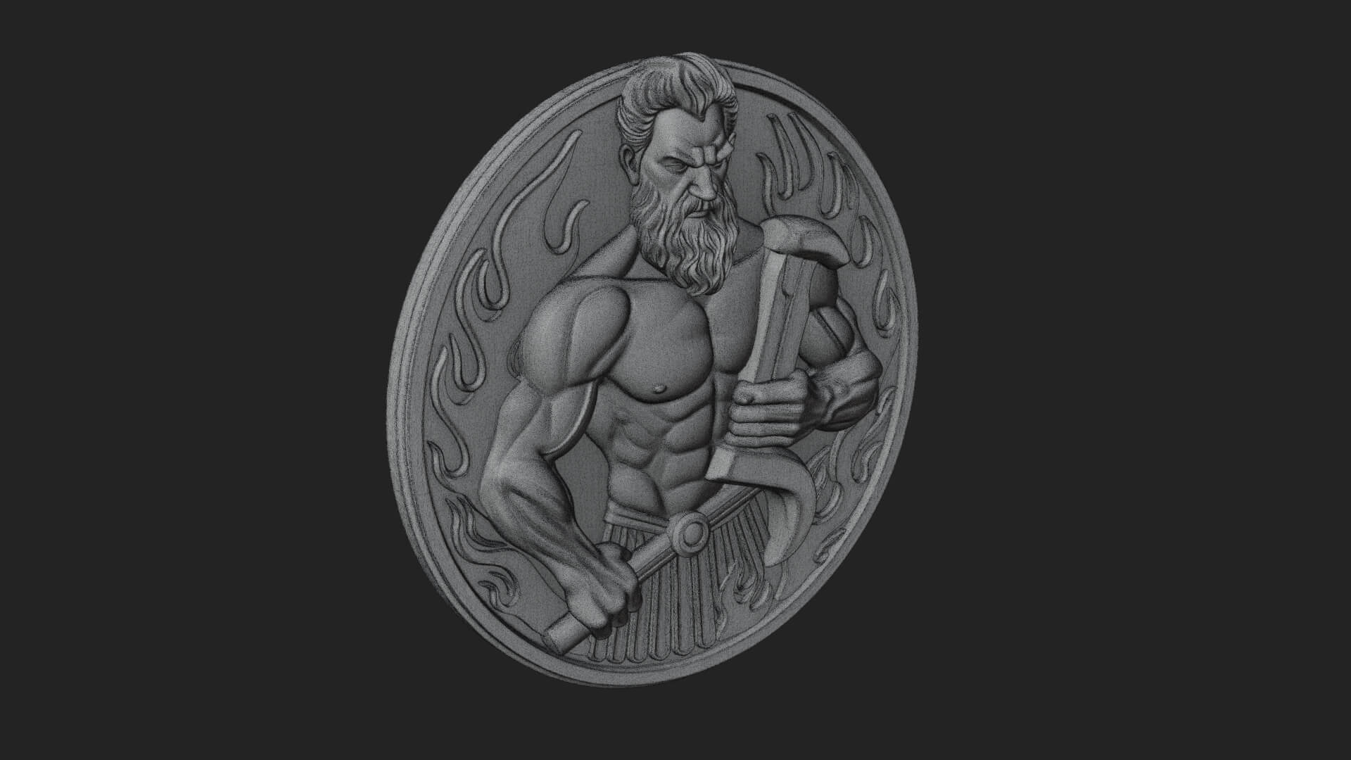 Hephaestus Forge Disc Plaque Design 1 3D Print Model 3D Model