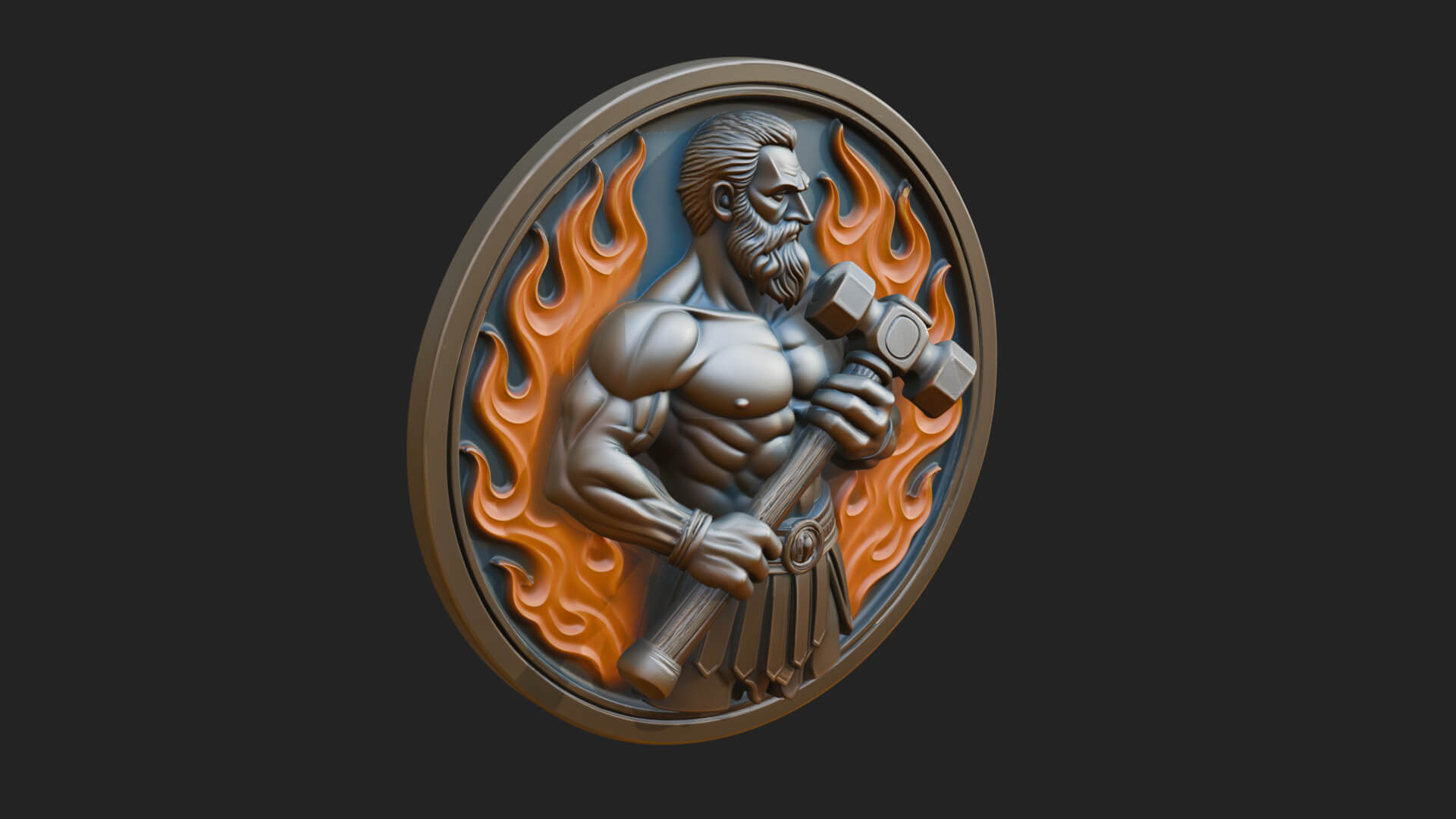 Hephaestus Forge Disc Plaque Design 3 3D Print Model 3D Model