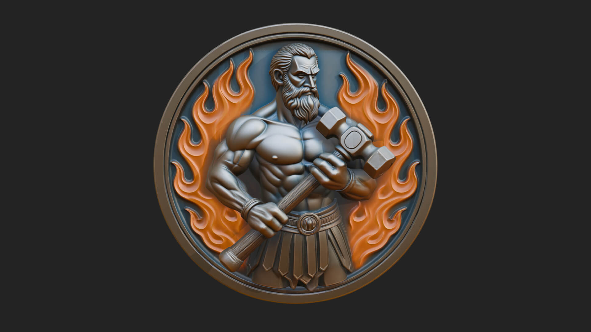 Hephaestus Forge Disc Plaque Design 3 3D Print Model 3D Model