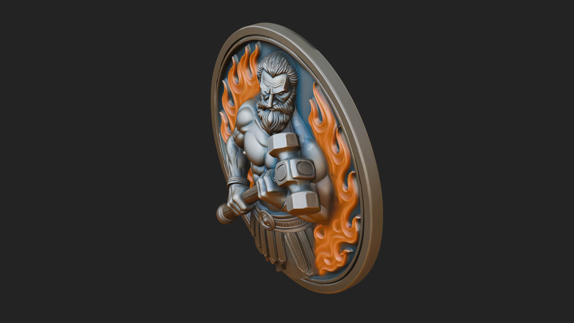 Hephaestus Forge Disc Plaque Design 3 3D Print Model 3D Model