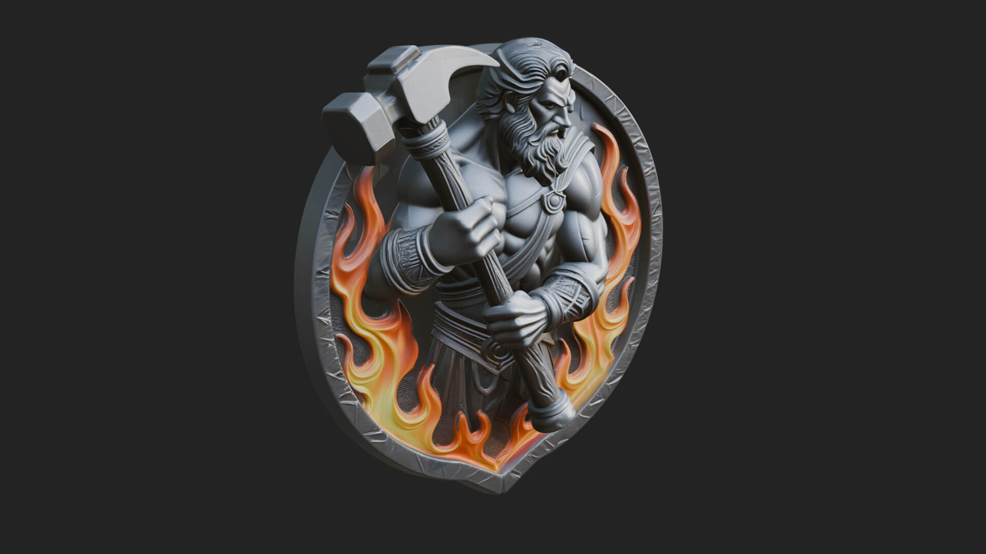 Hephaestus Forge Disc Plaque Design 4 3D Print Model 3D Model