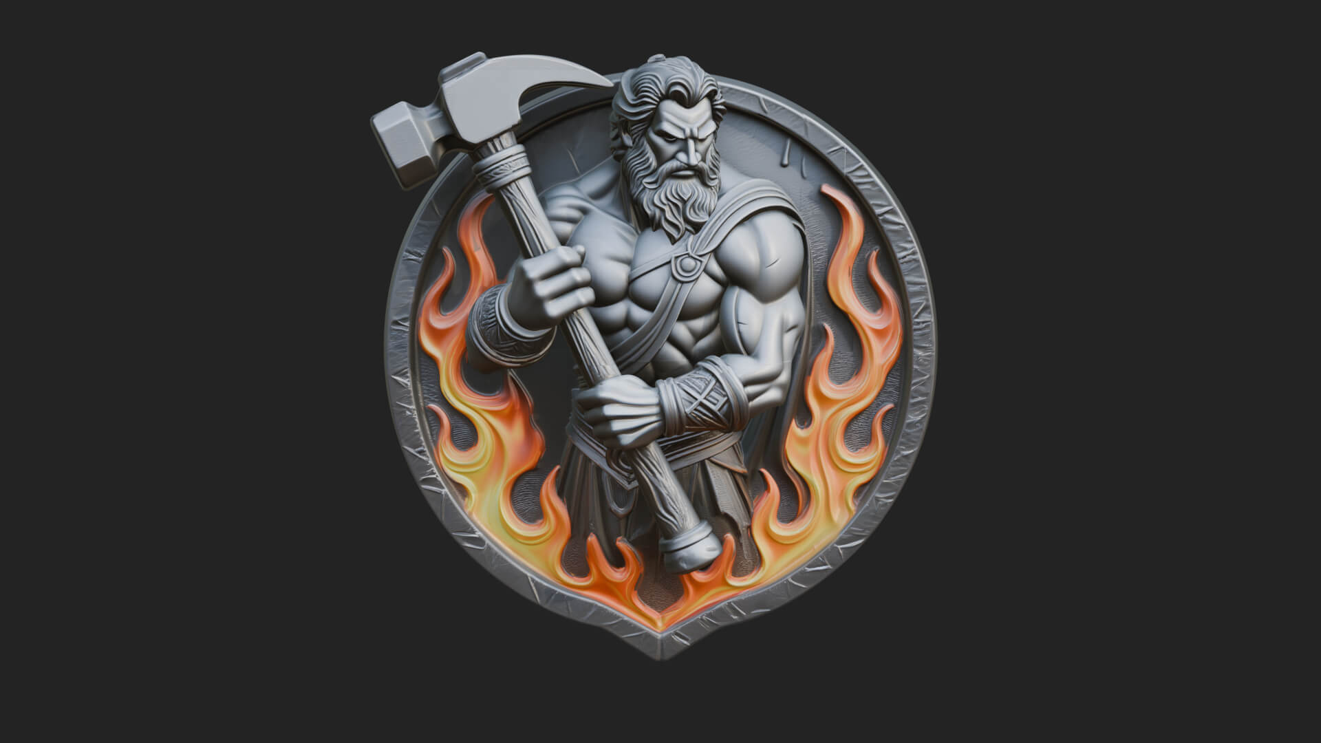 Hephaestus Forge Disc Plaque Design 4 3D Print Model 3D Model