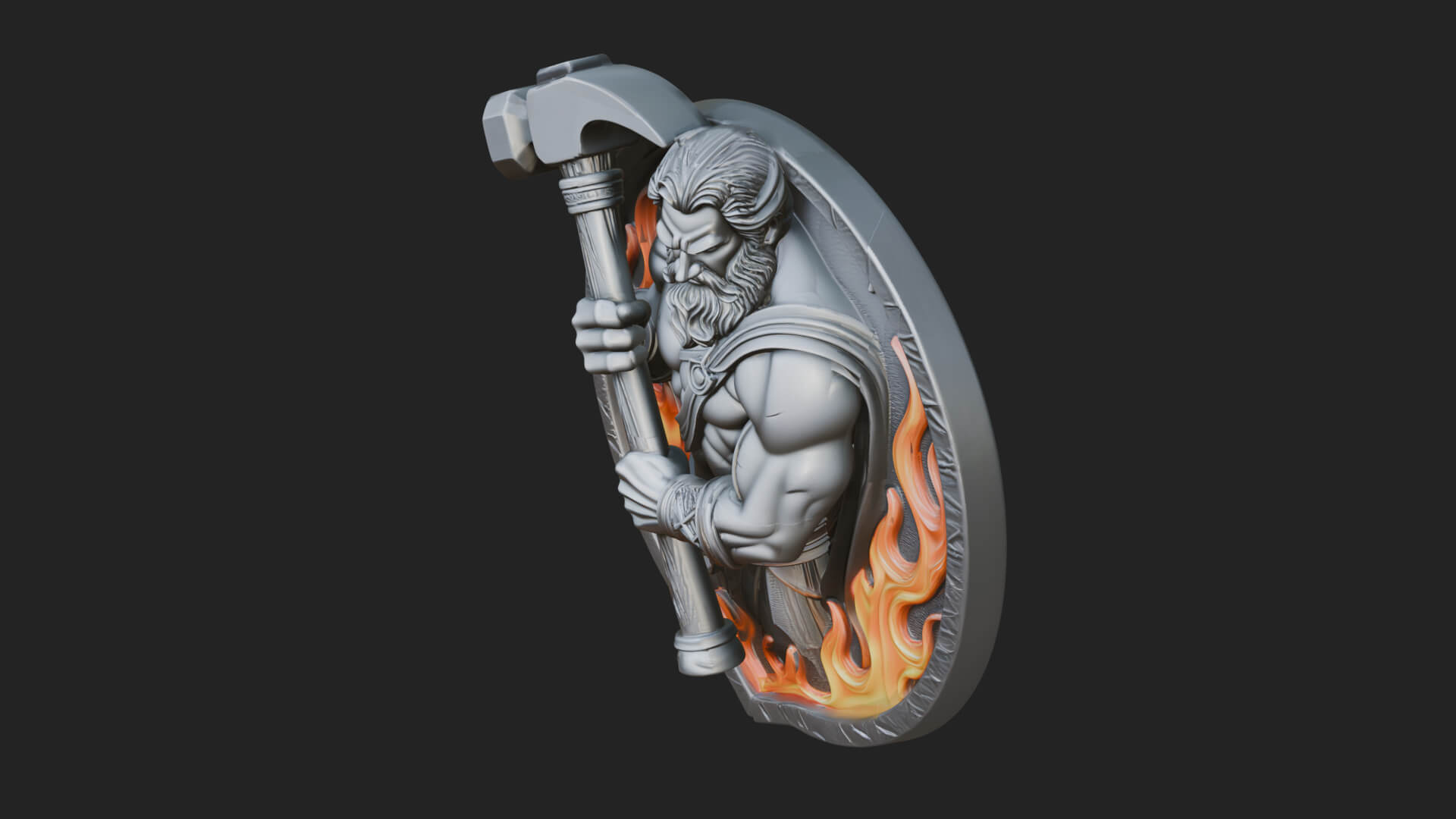 Hephaestus Forge Disc Plaque Design 4 3D Print Model 3D Model