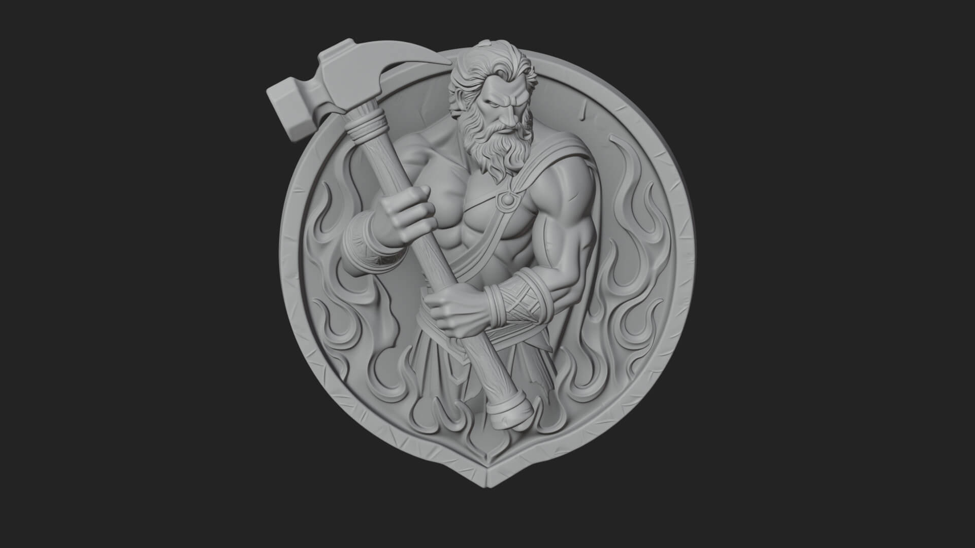 Hephaestus Forge Disc Plaque Design 4 3D Print Model 3D Model