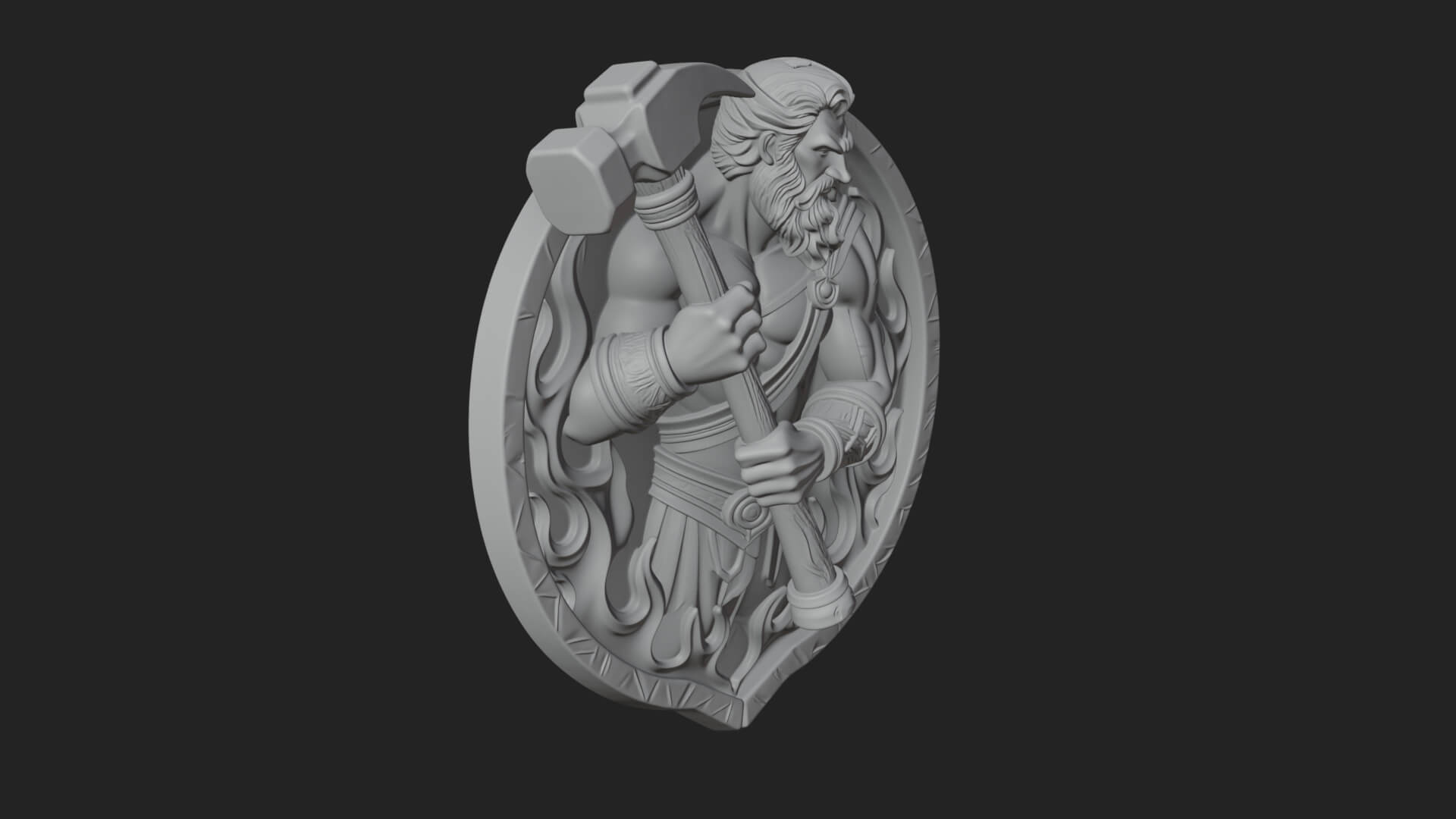 Hephaestus Forge Disc Plaque Design 4 3D Print Model 3D Model