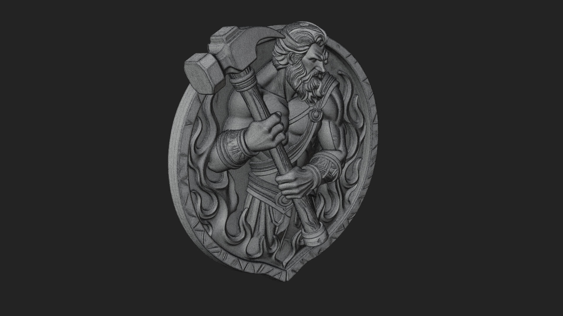 Hephaestus Forge Disc Plaque Design 4 3D Print Model 3D Model