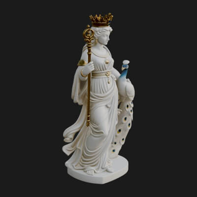 Hera with Peacock Statue Design 4 3D Print Model