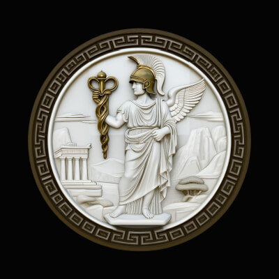 Hermes Relief Medallion Pendant Design 4 3D Print Model