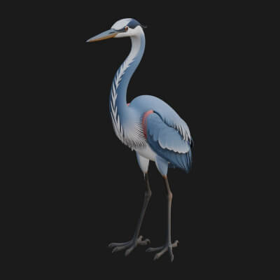 Heron Bird Statue Design 1 3D Print Model