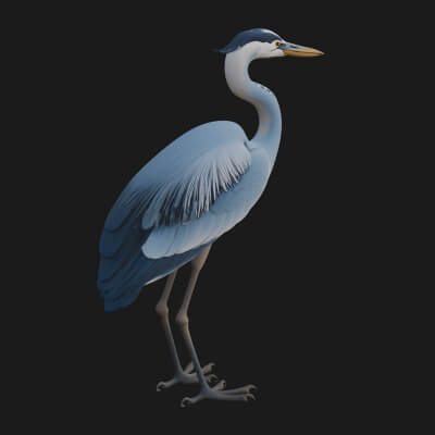 Heron Bird Statue Design 4 3D Print Model