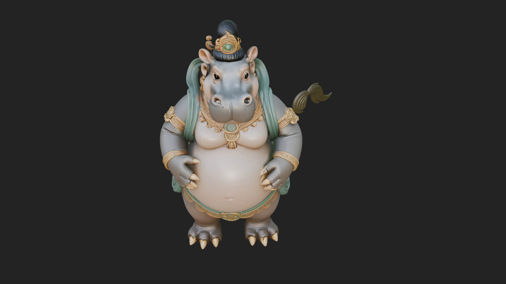 Hippo-Headed Egyptian Goddess Statue Design 1 3D Print 3D Model