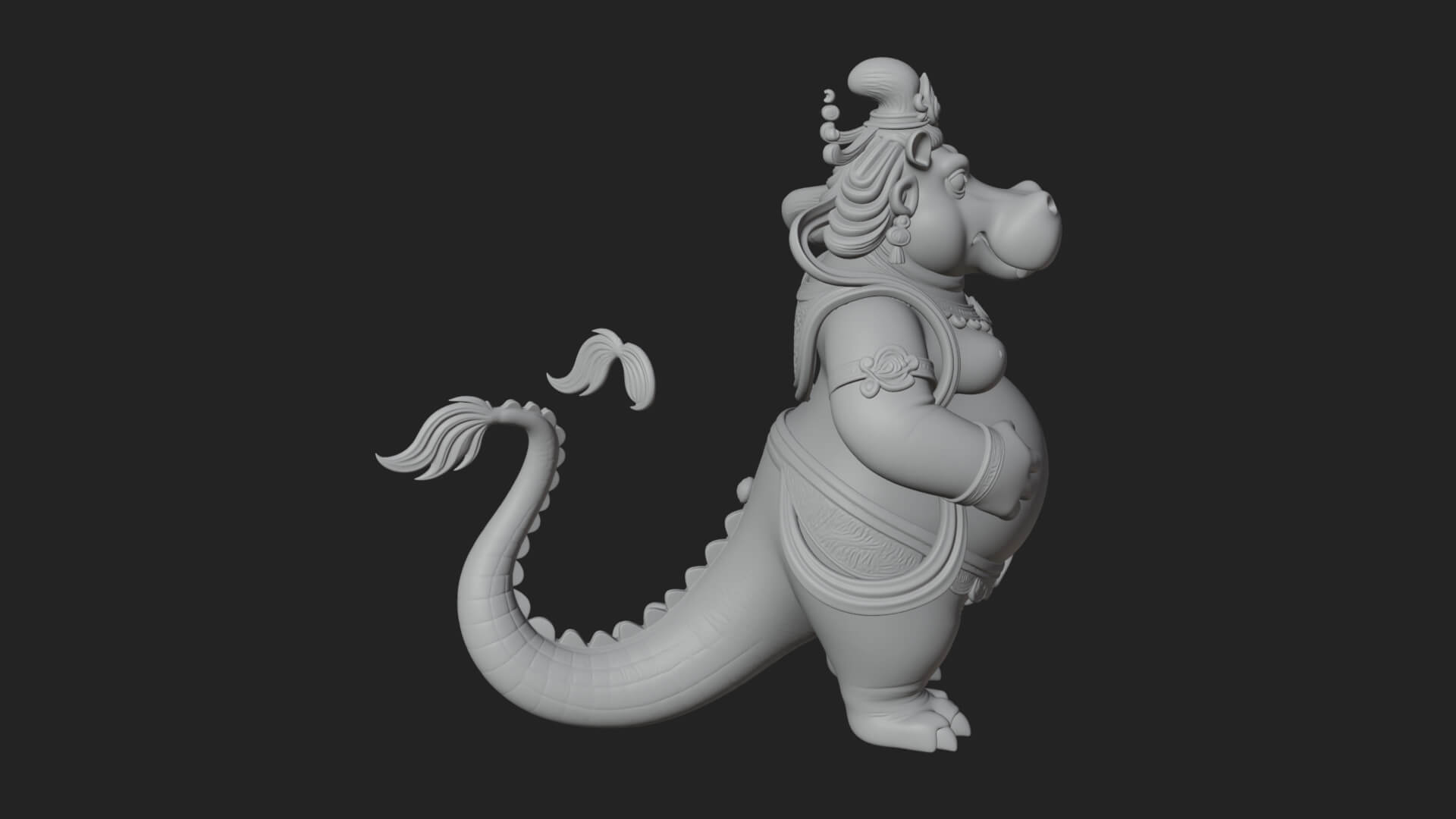 Hippo-Headed Egyptian Goddess Statue Design 1 3D Print 3D Model