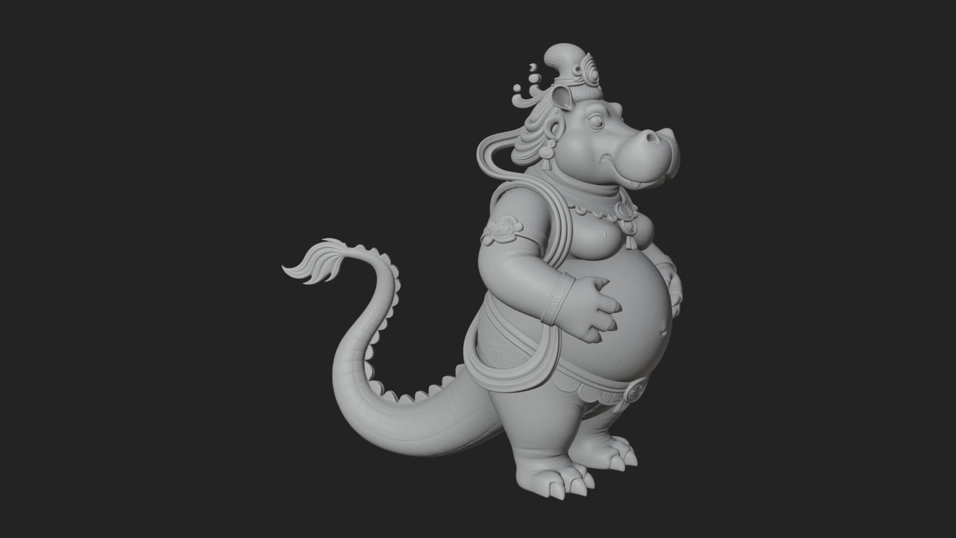 Hippo-Headed Egyptian Goddess Statue Design 1 3D Print 3D Model
