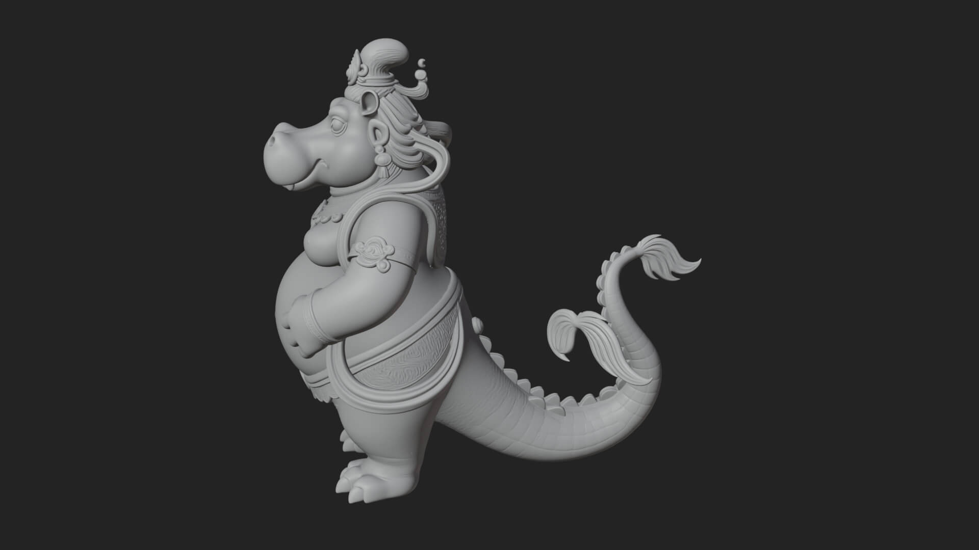 Hippo-Headed Egyptian Goddess Statue Design 1 3D Print 3D Model