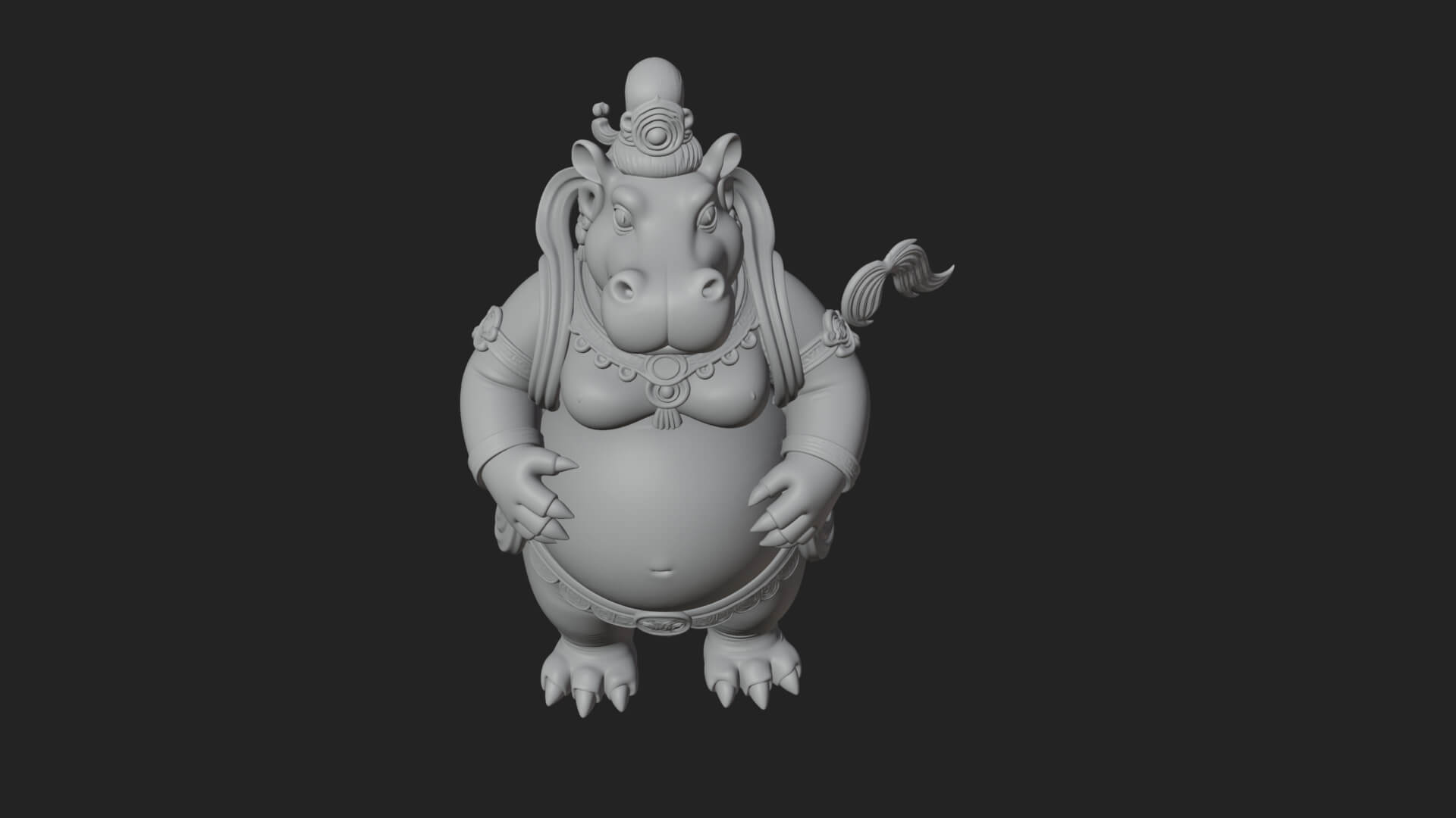 Hippo-Headed Egyptian Goddess Statue Design 1 3D Print 3D Model