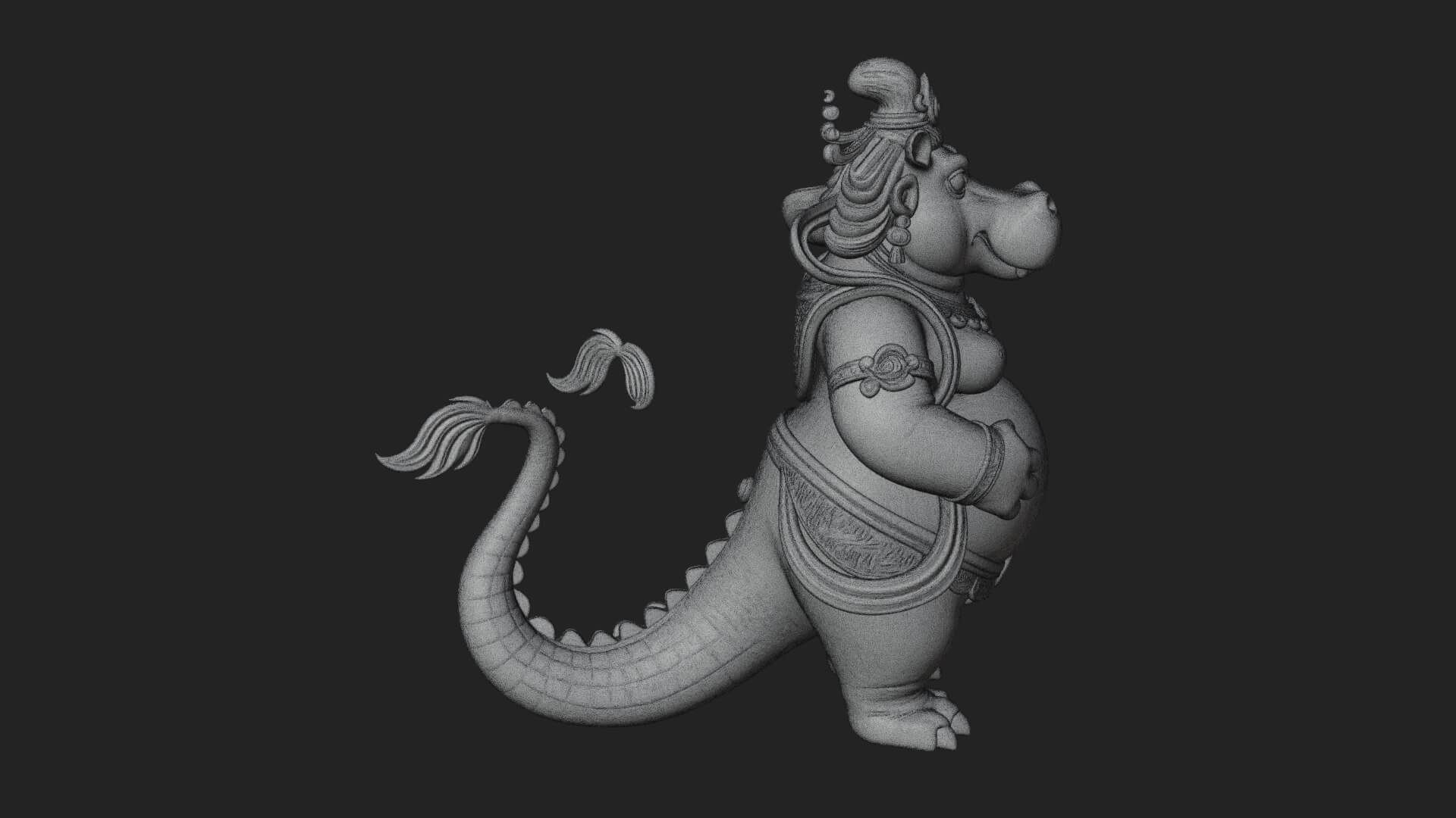 Hippo-Headed Egyptian Goddess Statue Design 1 3D Print 3D Model