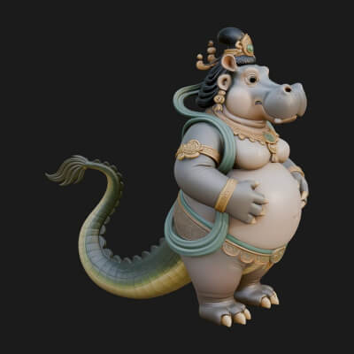 Hippo-Headed Egyptian Goddess Statue Design 1 3D Print