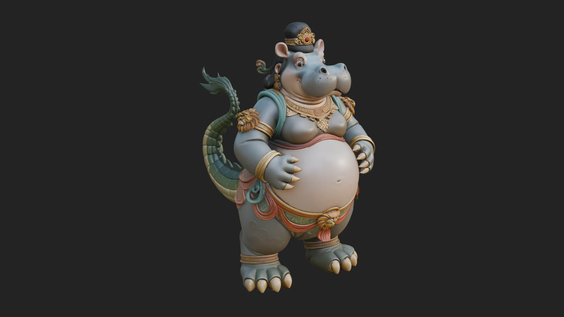 Hippo-Headed Egyptian Goddess Statue Design 2 3D Print 3D Model