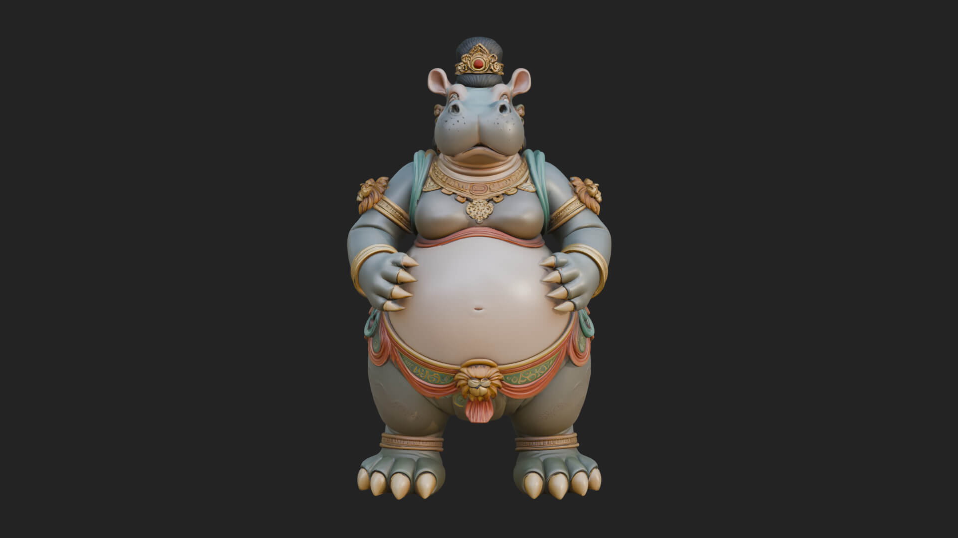 Hippo-Headed Egyptian Goddess Statue Design 2 3D Print 3D Model