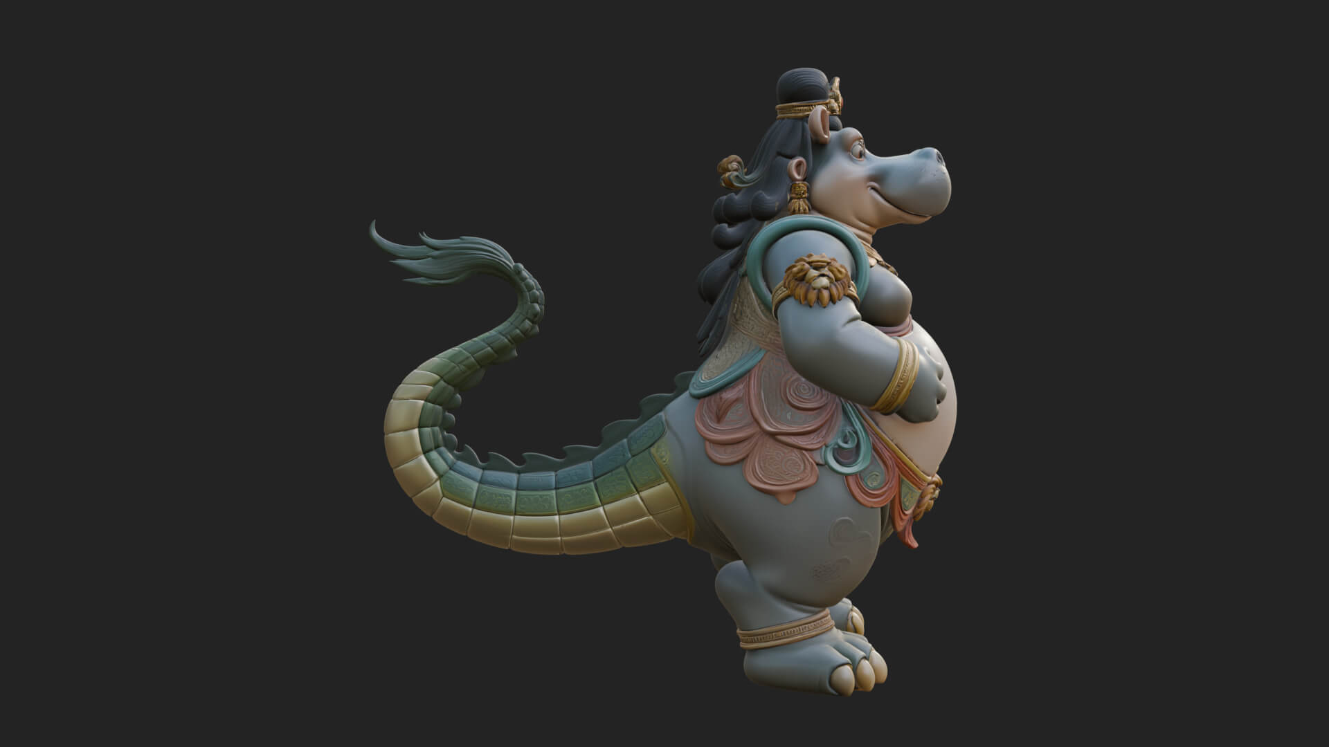 Hippo-Headed Egyptian Goddess Statue Design 2 3D Print 3D Model