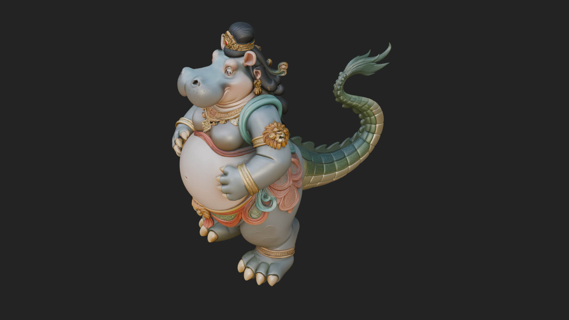 Hippo-Headed Egyptian Goddess Statue Design 2 3D Print 3D Model