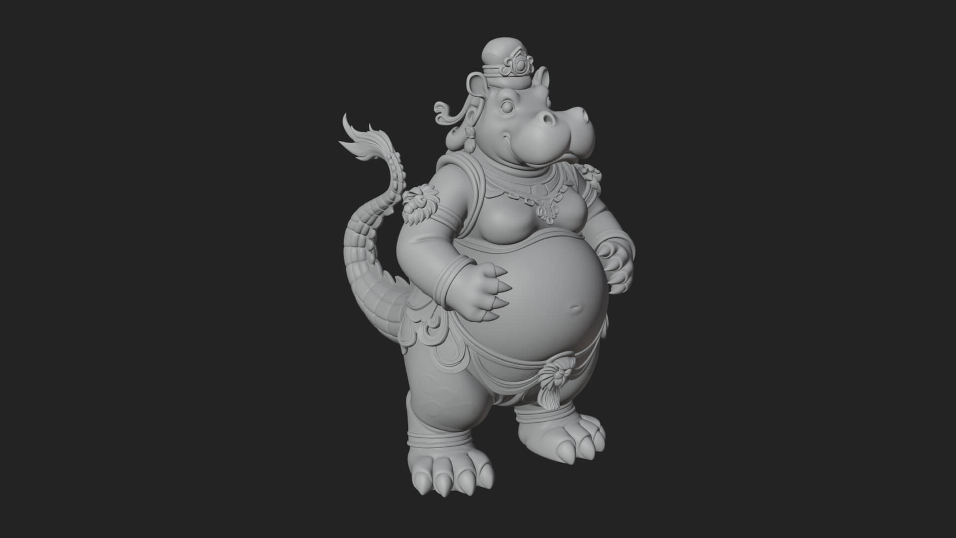 Hippo-Headed Egyptian Goddess Statue Design 2 3D Print 3D Model