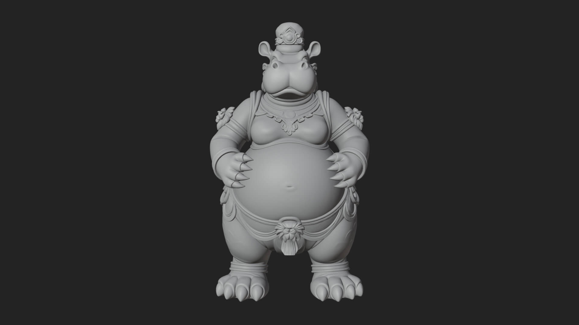 Hippo-Headed Egyptian Goddess Statue Design 2 3D Print 3D Model