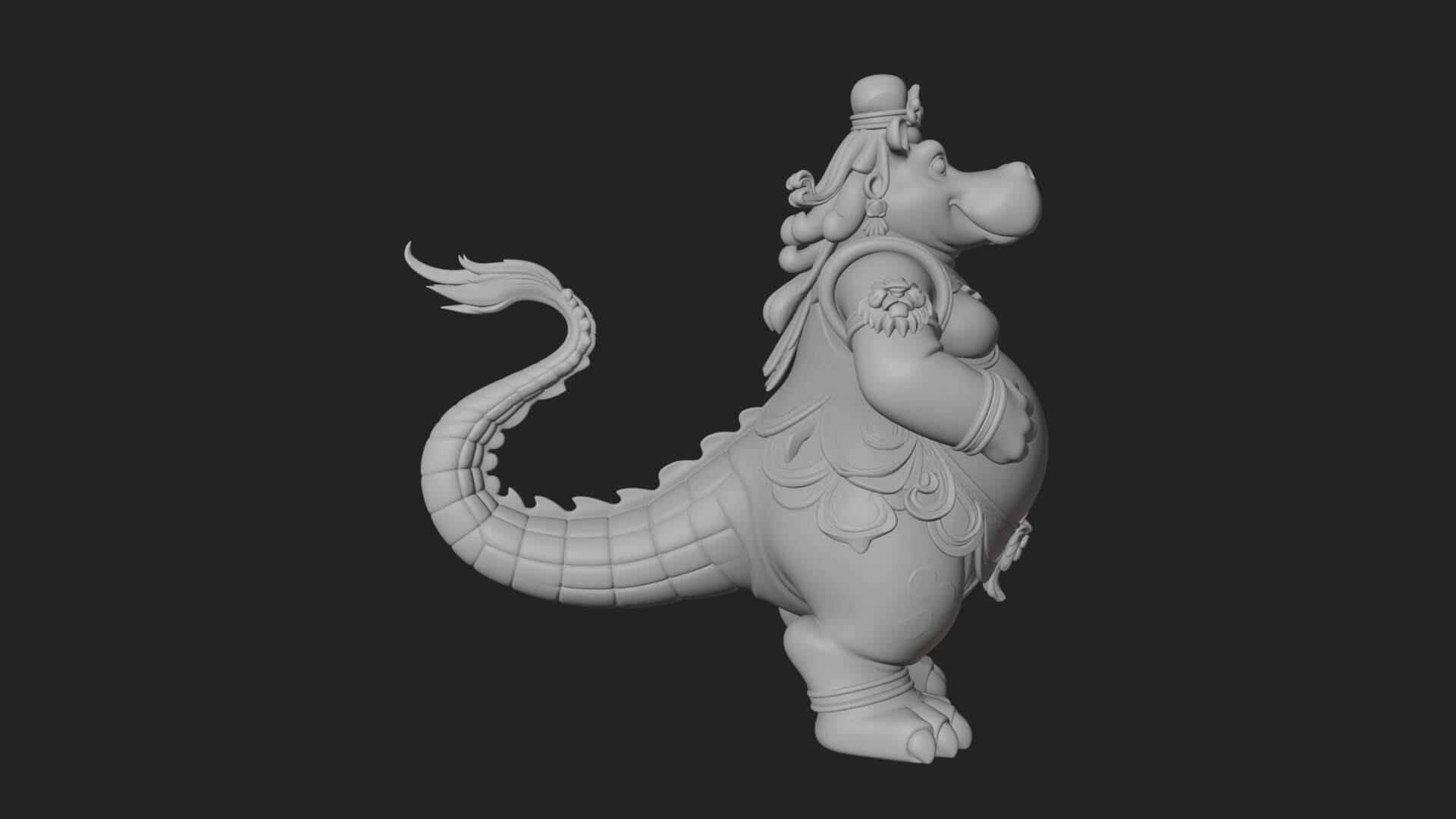 Hippo-Headed Egyptian Goddess Statue Design 2 3D Print 3D Model