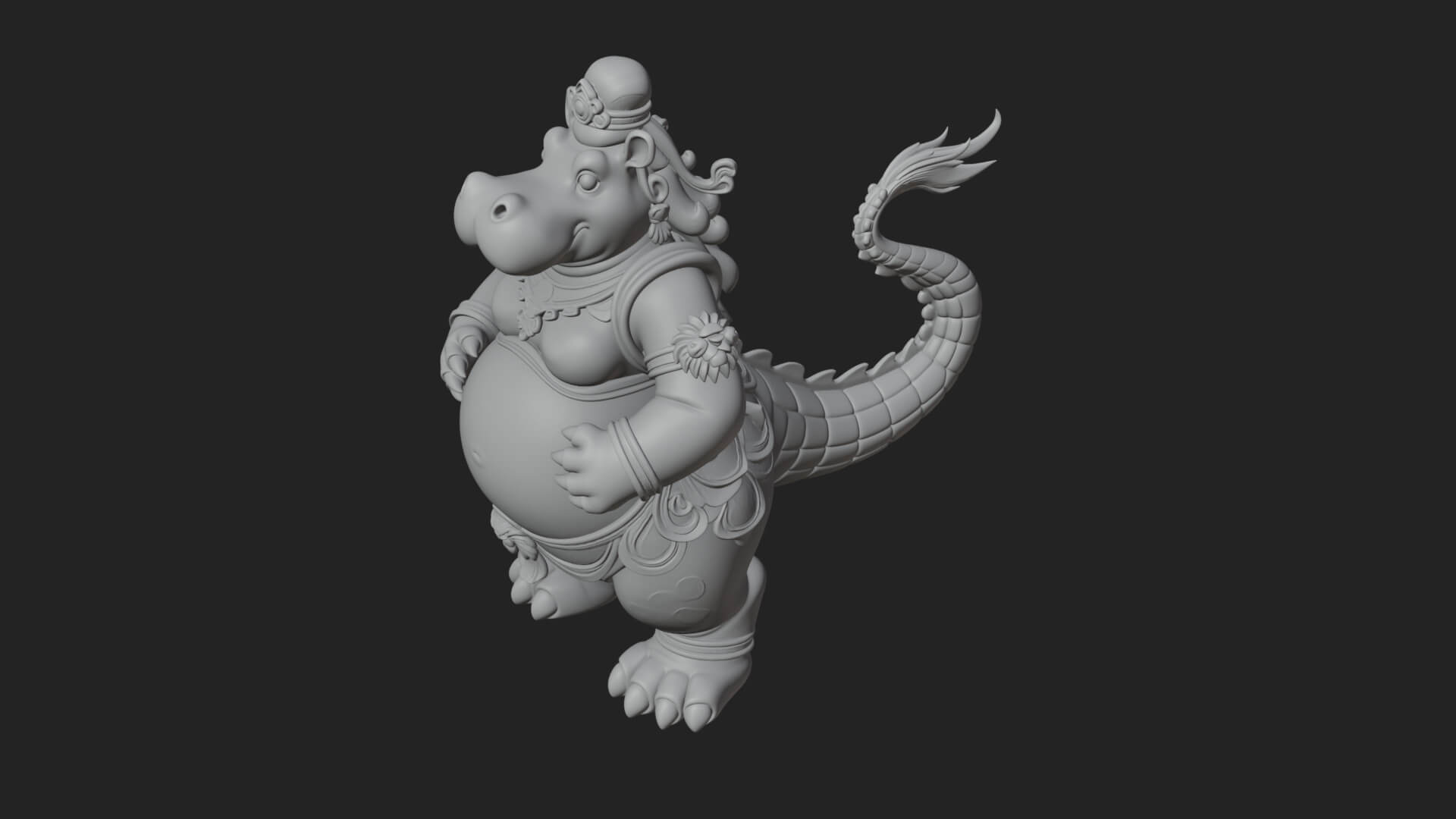 Hippo-Headed Egyptian Goddess Statue Design 2 3D Print 3D Model