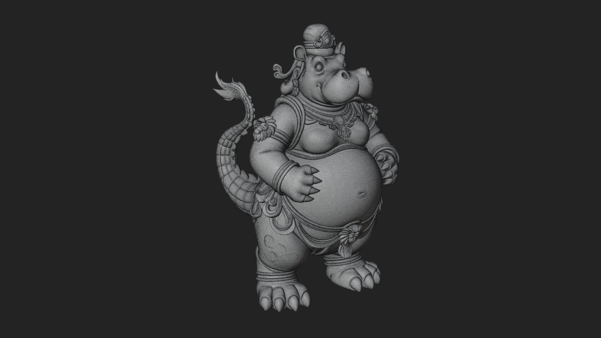 Hippo-Headed Egyptian Goddess Statue Design 2 3D Print 3D Model