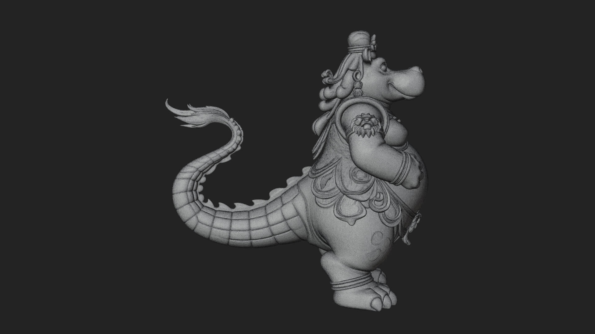 Hippo-Headed Egyptian Goddess Statue Design 2 3D Print 3D Model
