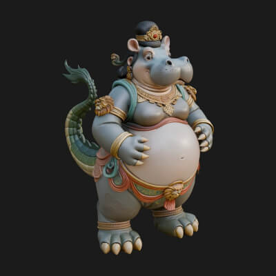 Hippo-Headed Egyptian Goddess Statue Design 2 3D Print