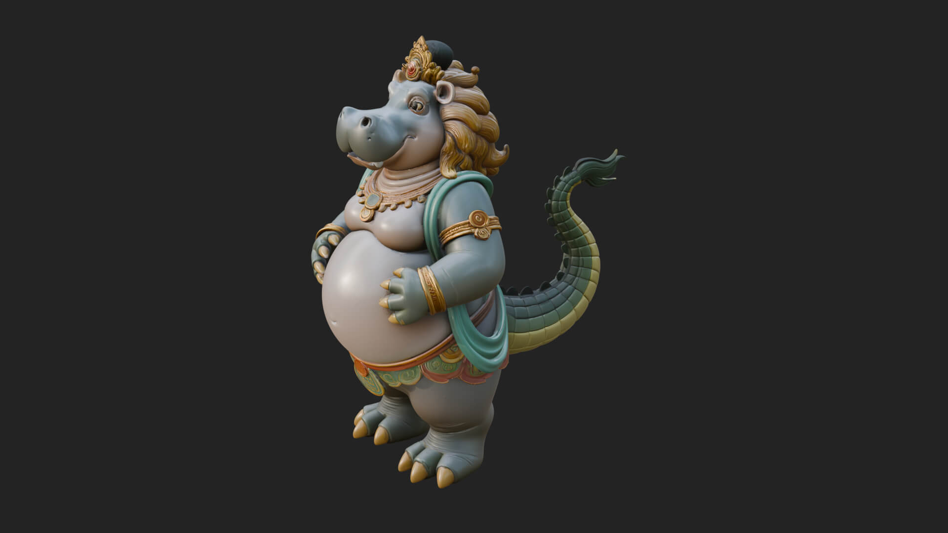 Hippo-Headed Egyptian Goddess Statue Design 3 3D Print 3D Model