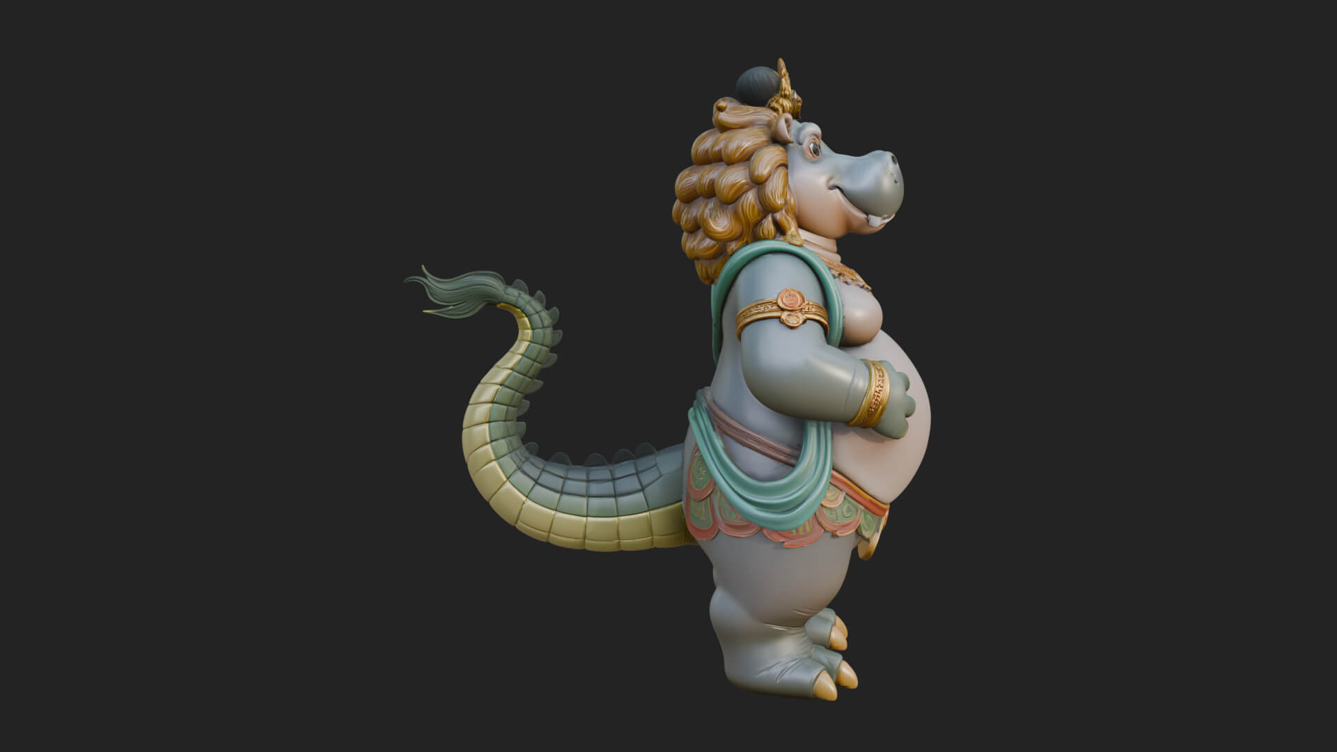 Hippo-Headed Egyptian Goddess Statue Design 3 3D Print 3D Model