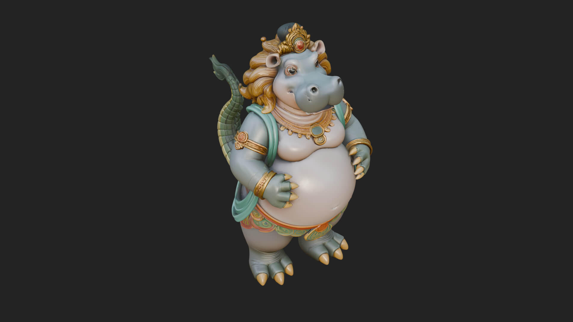 Hippo-Headed Egyptian Goddess Statue Design 3 3D Print 3D Model
