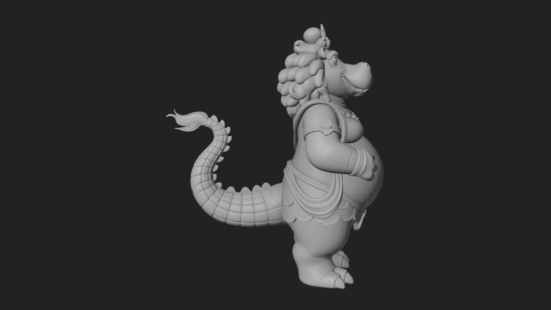 Hippo-Headed Egyptian Goddess Statue Design 3 3D Print 3D Model