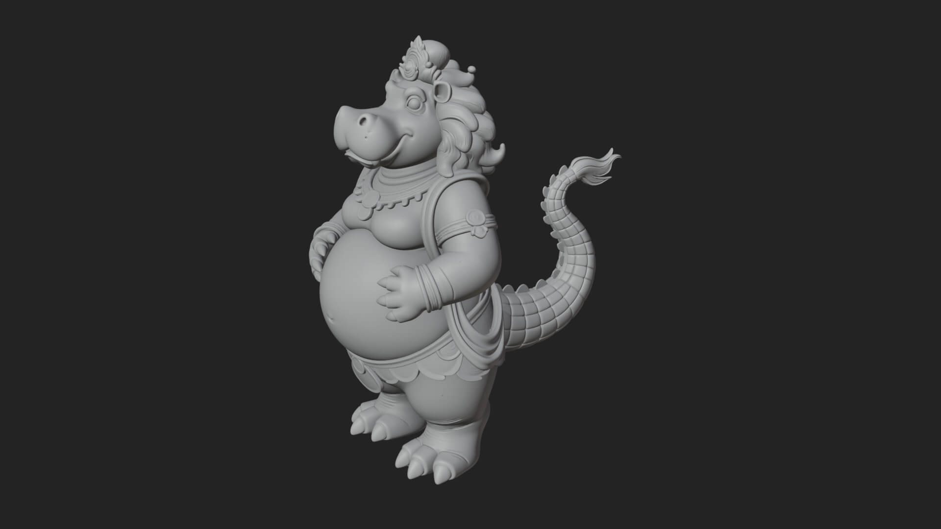Hippo-Headed Egyptian Goddess Statue Design 3 3D Print 3D Model