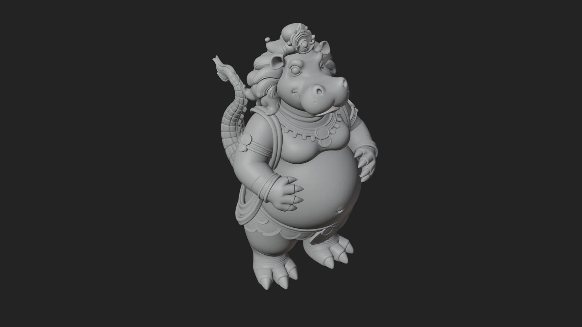 Hippo-Headed Egyptian Goddess Statue Design 3 3D Print 3D Model
