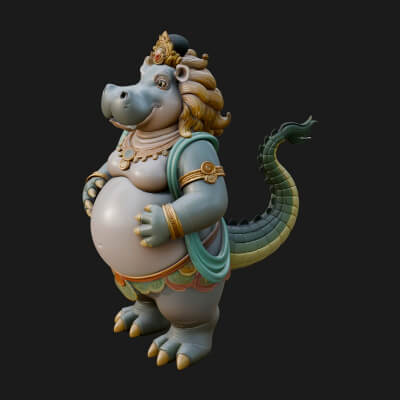 Hippo-Headed Egyptian Goddess Statue Design 3 3D Print