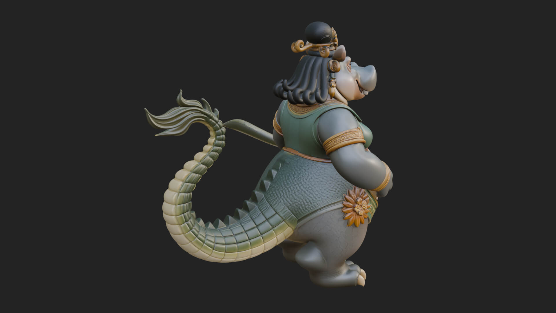 Hippo-Headed Egyptian Goddess Statue Design 4 3D Print 3D Model