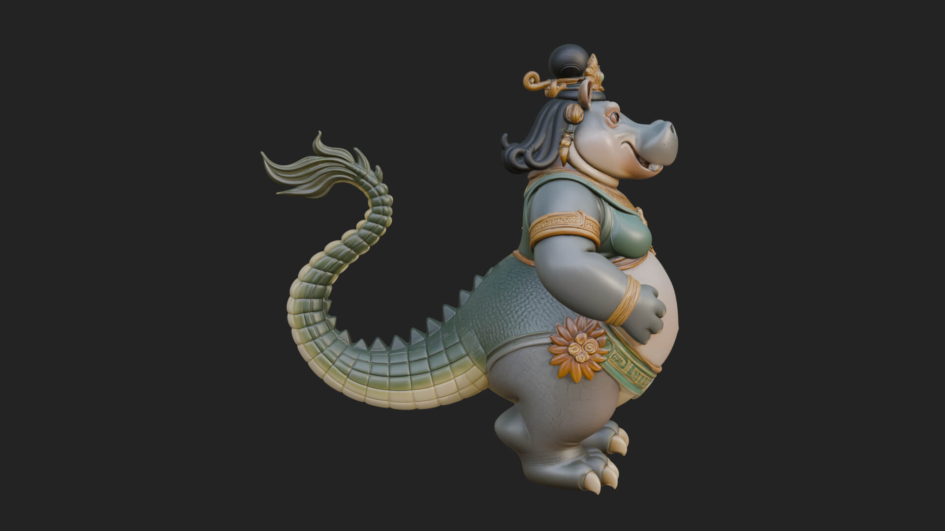 Hippo-Headed Egyptian Goddess Statue Design 4 3D Print 3D Model
