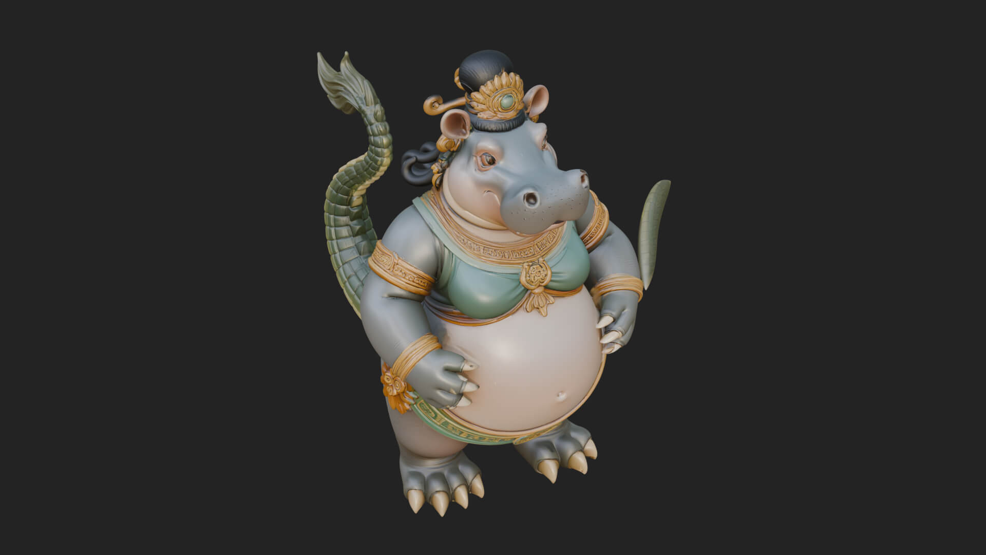 Hippo-Headed Egyptian Goddess Statue Design 4 3D Print 3D Model